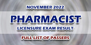 Pharmacist Licensure Exam Result November 2022 FULL LIST