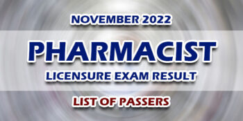 Pharmacist Licensure Exam Result November 2022 LIST OF PASSERS