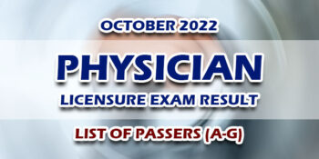 Physician Licensure Exam Result October 2022 LIST OF PASSERS (A-G)