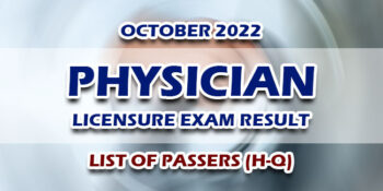 Physician Licensure Exam Result October 2022 LIST OF PASSERS (H-Q)