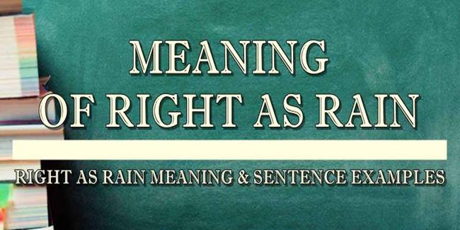 Right As Rain Meaning And Sentence Examples 