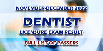 Dentist Licensure Exam Result November-December 2022 FULL LIST