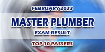 Master Plumber Exam Result February 2023 TOP 10 PASSERS