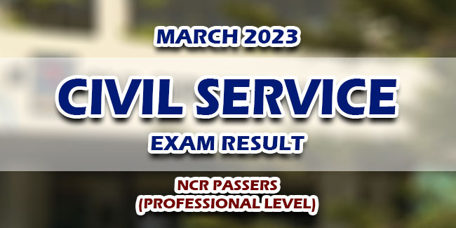 Civil Service Exam Result March NCR LIST OF PASSERS Professional