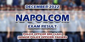 NAPOLCOM Exam Result December 2022 3RD CLASS (Senior Police Officer) Passers