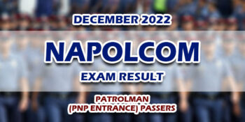 NAPOLCOM Exam Result December 2022 PATROLMAN (PNP Entrance) Passers