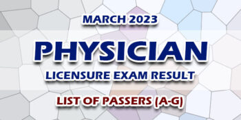 Physician Licensure Exam Result March 2023 LIST OF PASSERS (A-G)