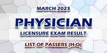 Physician Licensure Exam Result March 2023 LIST OF PASSERS (H-Q)