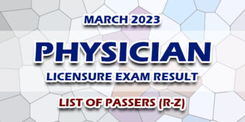Physician Licensure Exam Result March 2023 LIST OF PASSERS (R-Z)