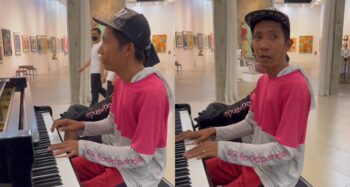 Foodpanda rider playing piano