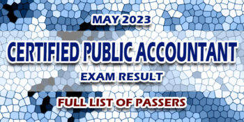 Certified Public Accountant Exam Result May 2023 FULL LIST