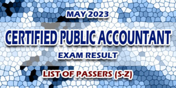 Certified Public Accountant Exam Result May 2023 LIST OF PASSERS (S-Z)