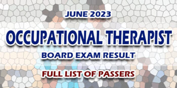 Occupational Therapist Board Exam Result June 2023 FULL LIST