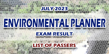 Environmental Planner Exam Result July 2023 LIST OF PASSERS