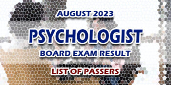 Psychologist Board Exam Result August 2023 LIST OF PASSERS