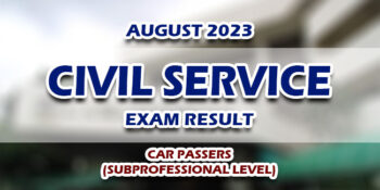 Civil Service Exam Result August 2023 CAR Passers (Subprofessional)
