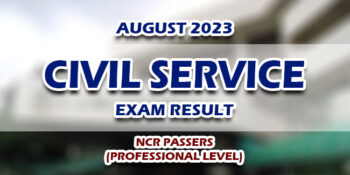 Civil Service Exam Result August 2023 NCR Passers (Professional)