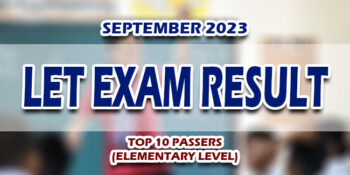 LET Exam Result September 2023 TOP 10 PASSERS (Elementary)