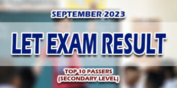 LET Exam Result September 2023 TOP 10 PASSERS (Secondary)