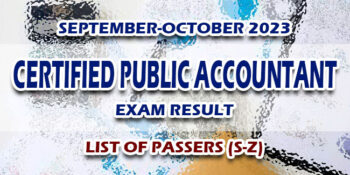 Certified Public Accountant Exam Result September-October 2023 LIST OF PASSERS (S-Z)