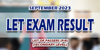 LET Exam Result September 2023 SECONDARY LIST OF PASSERS (P-R)