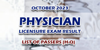 Physician Licensure Exam Result October 2023 LIST OF PASSERS (H-Q)