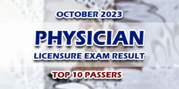Physician Licensure Exam Result October 2023 TOP 10 PASSERS