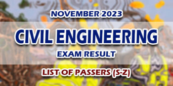 Civil Engineering Board Exam Result November 2023 LIST OF PASSERS (S-Z)