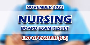 Nursing Board Exam Result November 2023 LIST OF PASSERS (S-Z)