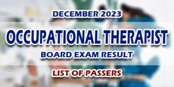 Occupational Therapist Board Exam Result December 2023 LIST OF PASSERS