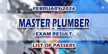 Master Plumber Exam Result February 2024 LIST OF PASSERS