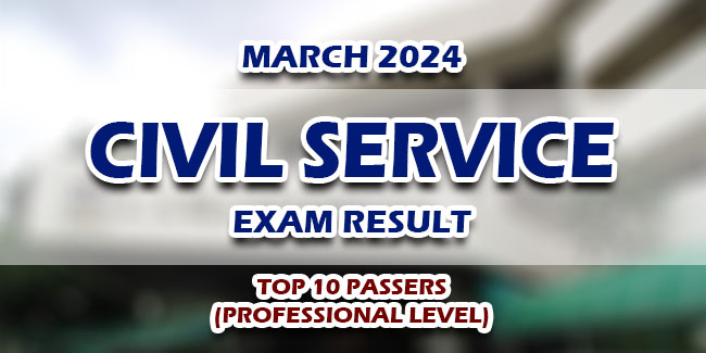 Civil Service Exam Result March 2024 TOP 10 PASSERS (PROFESSIONAL ...