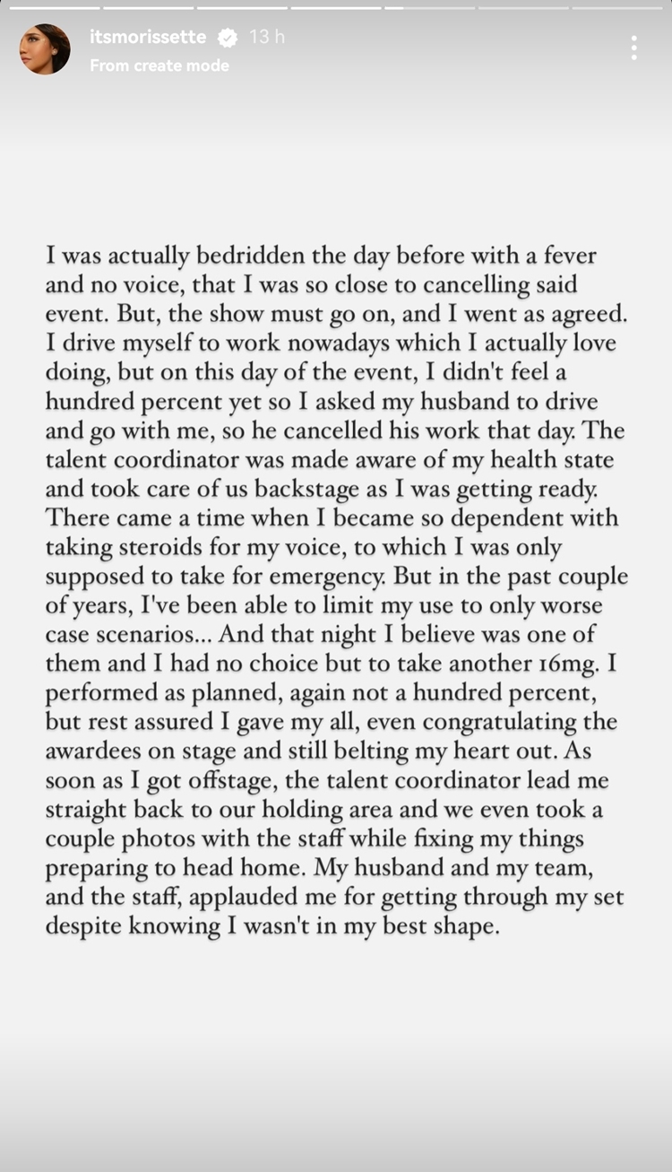 Morissette Finally Reacts to Blind Item About Her Posted by an Event