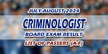 Criminologist Board Exam Result July-August 2024 LIST OF PASSERS (A-F)