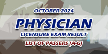 Physician Licensure Exam Result October 2024 LIST OF PASSERS (A-G)