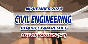 Civil Engineering Board Exam Result November 2024 LIST OF PASSERS (S-Z)