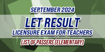 LET Result September 2024 LIST OF PASSERS (ELEMENTARY)