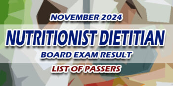 Nutritionist Dietitian Board Exam Result November 2024 LIST OF PASSERS