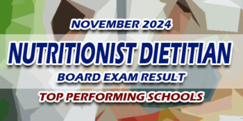 Nutritionist Dietitian Board Exam Result November 2024 TOP PERFORMING SCHOOLS