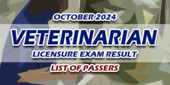 Veterinarian Licensure Exam Result October 2024 LIST OF PASSERS