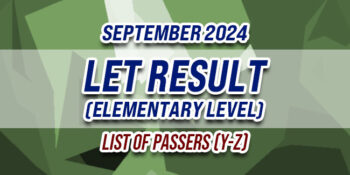 LET Result September 2024 ELEMENTARY LIST OF PASSERS (Y-Z)
