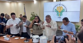 Department of Agriculture Officials eat NFA Rice