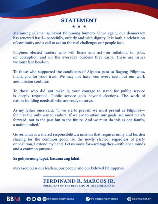 Bongbong Marcos Statement