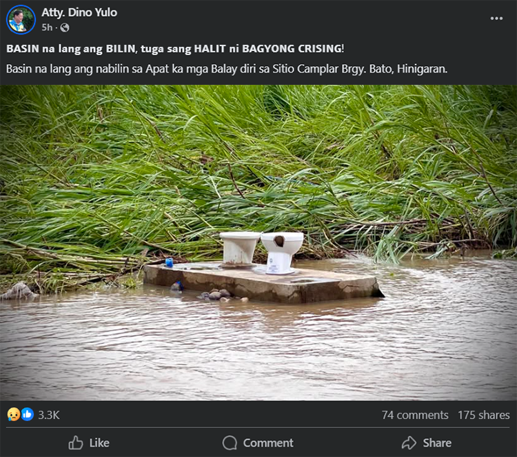 Congressman Dino Yulo's FB post about the toilet bowls