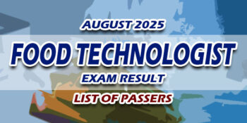 Food Technologist Exam Result August 2025 LIST OF PASSERS