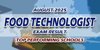 Food Technologist Exam Result August 2025 TOP PERFORMING SCHOOLS