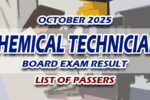 Chemical Technician Board Exam Result October 2025 LIST OF PASSERS