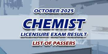 Chemist Licensure Exam Result October 2025 LIST OF PASSERS