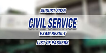 Civil Service Exam Result August 2025 LIST OF PASSERS