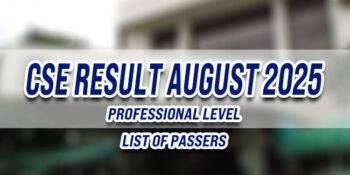 Civil Service Exam Result August 2025 LIST OF PASSERS (Professional)